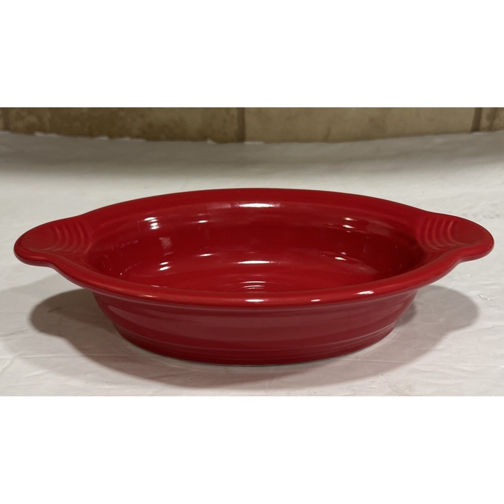 HLC Fiesta Ware Red Oval Au Gratin Baking Dish 9" VGC